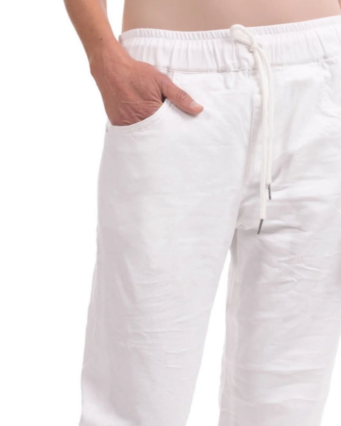 CROPPED STRETCH COTTON JEANS, WHITE